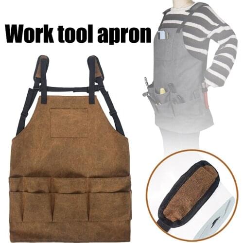 Multi-Pocket Thick Canvas Apron Multipurpose Adjustable Woodworking Storage Bag for Carpentering Gardening TN88