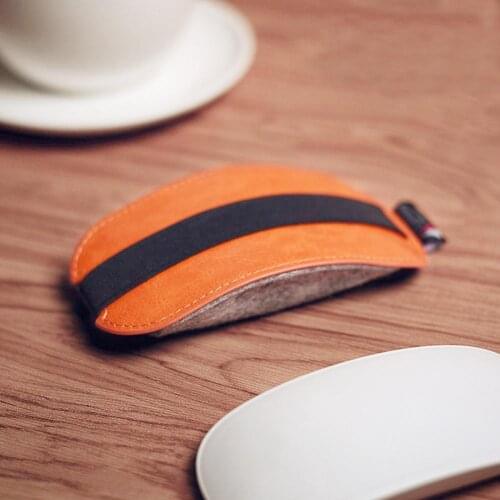 Fashion Faux Leather Shockproof Elastic Storage Bag Container for Magic Mouse 2