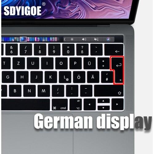 German Laptop Silicone Cover Laptop cover For macbook air 13 pro15 touchbar 11" Keyboard cover Dust-proof silicone keyboard case