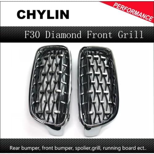 Front Kidney Grille suitbale For BMW 3 Series F30 2012-2018 Diamond Grille Meteor Style Front Bumper Grill 320 325 328 330 335