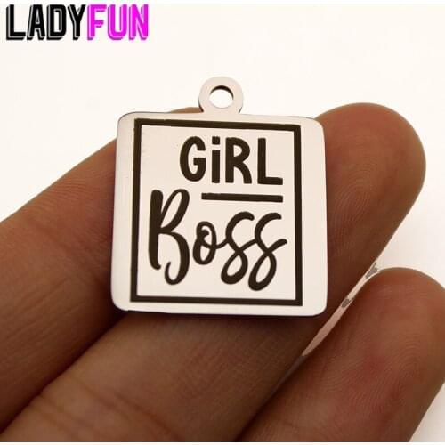 Girl Boss Charm Wife Mom Lady Boss Mother Hustler Charms Stainless Steel Charms High Polish Mirror Surface Pendant