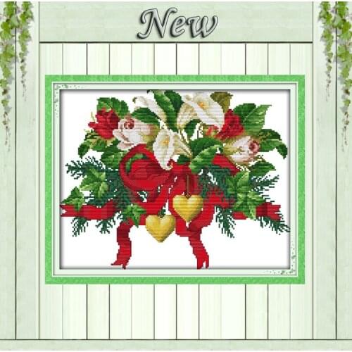 Christmas bouquets flowers callas paintings counted printed on canvas DMC 14CT 11CT Cross Stitch Needlework kits Embroidery Sets