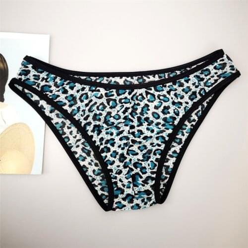 Sexy Leopard Mesh Underwear Men U Convex Briefs Light Weight Elastic Thin Male Underpants 3 Colors