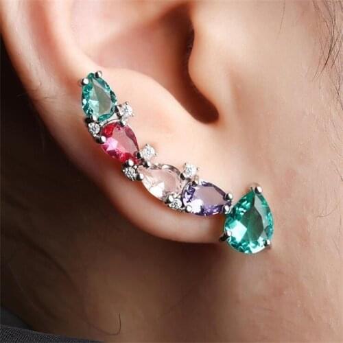 White Black Copper Colorful Cubic Zirconia Stud Earrings Fashion Jewelry Earring Female Wedding Party Gift For Womens jewelry