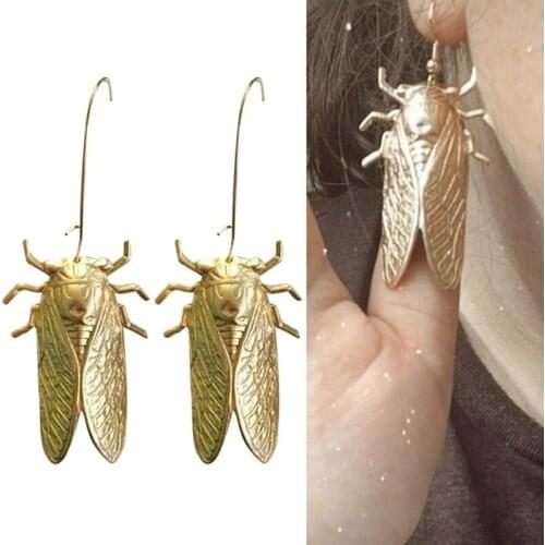 Gold Color Insect Dangle Earrings Big Bug Jewelry Women Retro Egyptian Drop Earrings Girl Party Luxury Brand Ear Hangings
