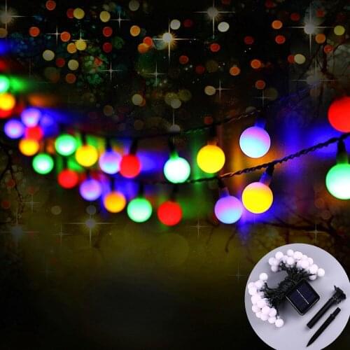 LED Solar Light Fairy String Light Outdoor White Balls 20/30/50/60LED Waterproof 8 Modes Decorate Christmas Party Wedding Garden