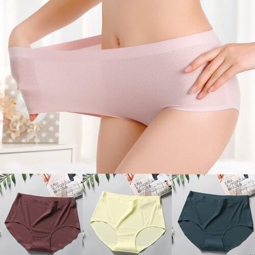 23 Colors/ice Silk One Piece High Waist Large Size Womens Panties Enlarged and Widened Comfortable Briefs Colorful Solid Colors
