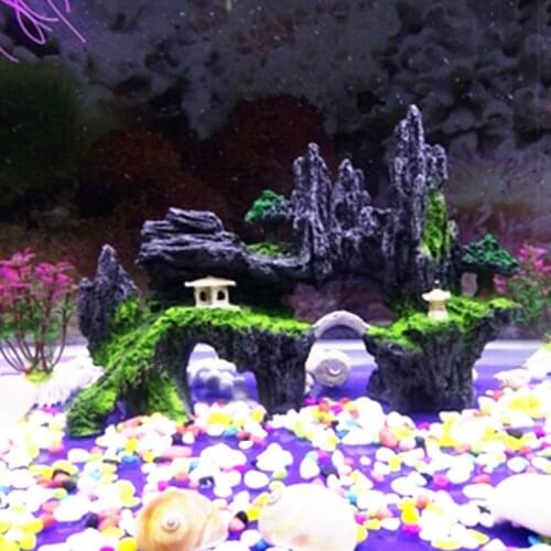 Ornaments Rockery decoration Aquarium Artificial Resin Rockery Stone Landscaping Simulation Moss fish live Aquarium accessories
