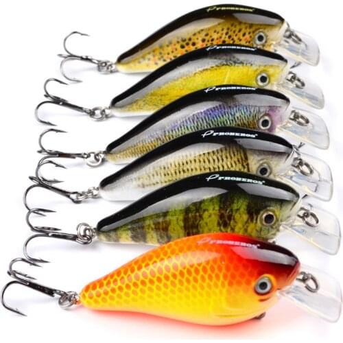 5PCS Sea Fishing Fish Bass Topwater Crankbait Crank Minnow lure hook baits 7.6cm/12.7g