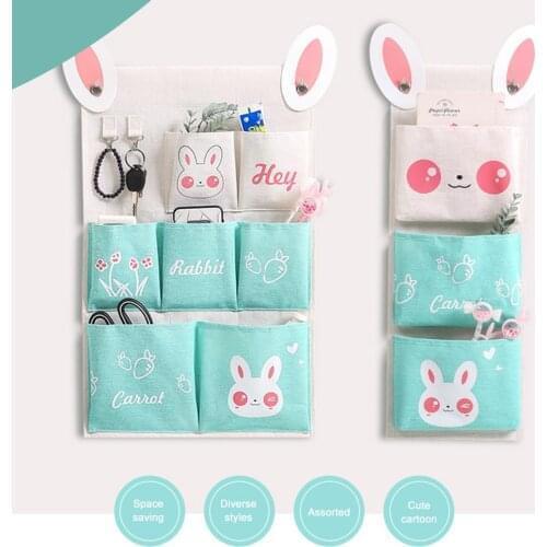 7 Pocket Hanging Storage Bags Closet Wall Hanging Organizers Mounted Wardrobe Organizer Cosmetic Sundries Jewelry Storage Basket