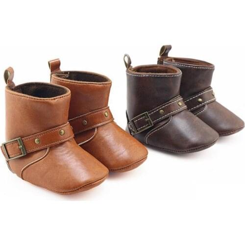 Leather Newborn Baby Boots For Girls Baby Skid-Proof First Walkers Baby Moccasins Boots Winter Infant Crib Shoes Prewalker Boots