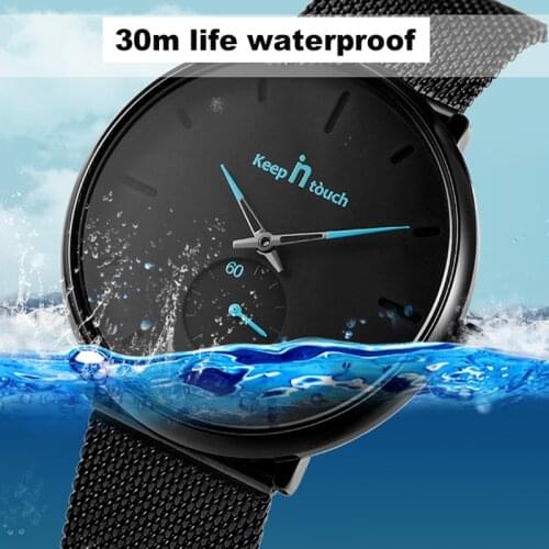 KEEP IN TOUCH Watch Men Slim Mesh Strap Minimalist Wristwatches Mens Quartz Sports Watches Clock Waterproof Relogio Masculino