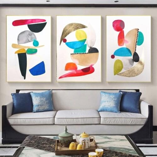 Nordic Canvas Painting Watercolor Abstract Block Art Posters and Prints Wall Art Pictures Living Room Cuadros Decor No Frame