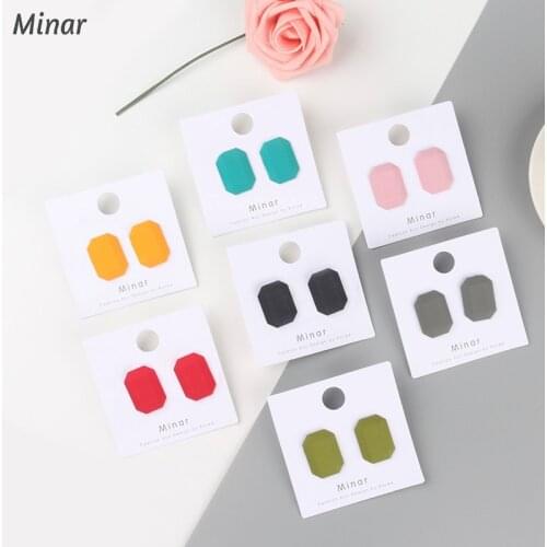 Cute Large Paint Colored Octagon Stud Earrings for Women Fashion Square Geometric Big Earrings Jewelry Wholesale