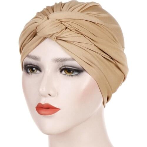 Trendy suede turban caps for women plain color muslim hijab scarf india african head wraps turbante mujer headscarf bonnet 2021