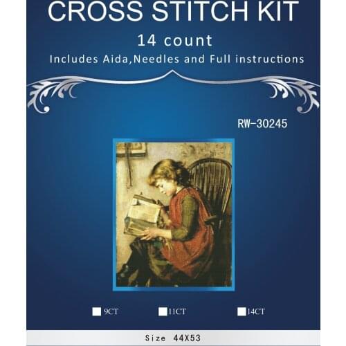 Top Quality Lovely Hot Sell Counted Cross Stitch Kit Old World Holiday Ornaments Similar DMC RW-30245 Girl reading book