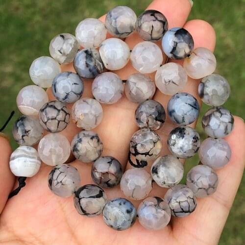 Natural Stone Faceted White Dragon Veins Agates Onyx Beads Loose Spacer Beads For Jewelry Making Diy Necklace Bracelets 15