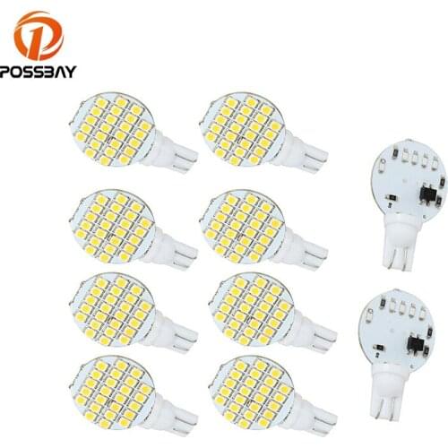 POSSBAY 10x Car LED T10 24 SMD Dome Lamp Auto Light Bulb Warm White 12V For Mazda Toyota VW BMW Reading Lights