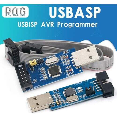 1Set USBASP USBISP AVR Programmer USB ATMEGA8 ATMEGA128 ATtiny/CAN/PWM 10Pin Wire Module DIY + 10Pin To 6 Pin Adapter Board