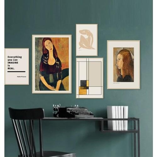 Retro Europe Abstract Figure Canvas Paintings Vintage Poster Print POP Wall Art Pictures on Canvas for Living Room Decoration