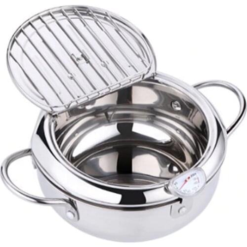 SANQ MOMs HAND Kitchen Deep Frying Pot Thermometer Tempura Fryer Pan Temperature Control Fried Chicken Pot Cooking Tools