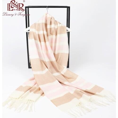 Foulard Autumn Winter Warm Cashmere Scarves Striped Plaid High Quality Long Tassel Women Thicken Wrap Shawl Ladies Wool Pashmina