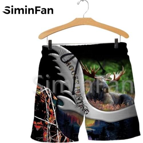 Cool Moose Hunting Mens Casual Board Shorts 3D Print Summer Beach Short Unisex Harajuku Streetwear Quick Drying Baggys Outwear 1