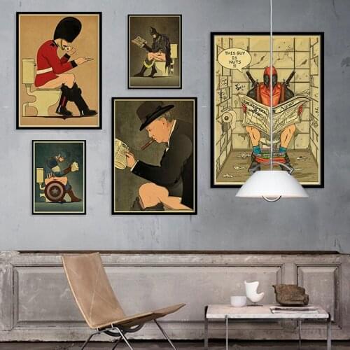 Modern Retro Creative Funny Anime Toilet Canvas Print Painting Poster Wall Art for Kids Room Home Decoration Unframed