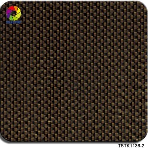 TSAUTOP Size 1m width 10sqm carbon fiber with gloden background 3d water transfer printing film for hydrographics WDF1136-2