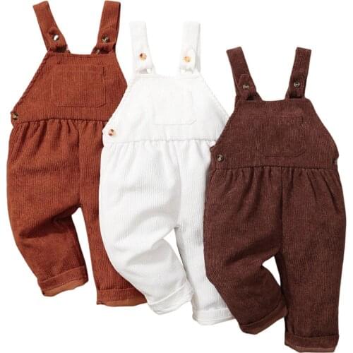 Infant Baby Girl Boy Corduroy Romper, Sleeveless Solid Color High Waist Suspender Jumpsuit for Casual Party Street