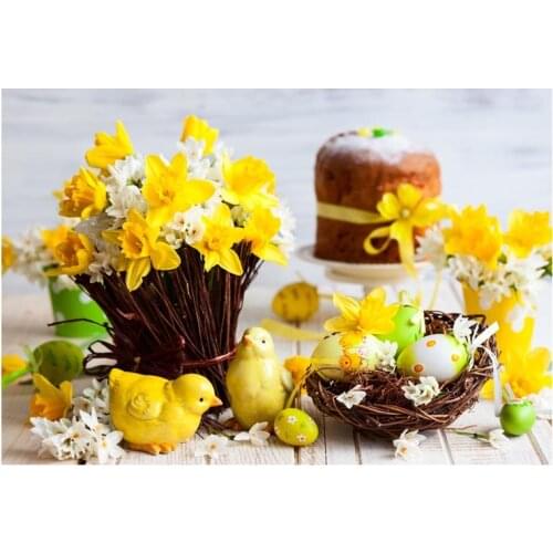 Spring flowers chick backdrop Easter photography vinyl newborn photo backdrops for photographic Studio kits fotografia GE-150