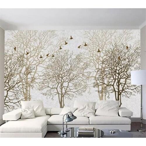 Wellyu Custom wallpaper 3d photo mural simple European trees abstract hand-painted tv background wall paper decorative painting