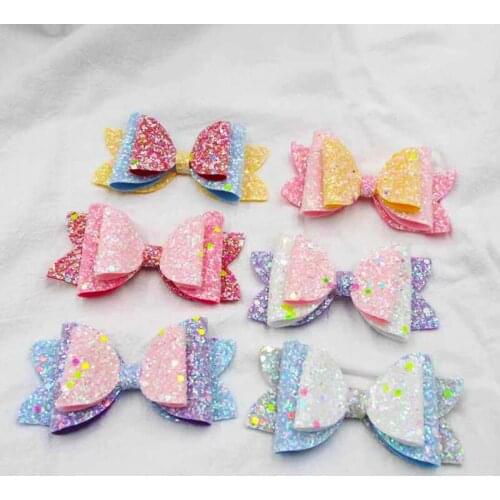 6pcs/lot Luminous Princess Hair Clips Sparkly Glitter Girls Hair Bows Sweet Fashion Hairpin School Party Hairgrip Kids Headwear