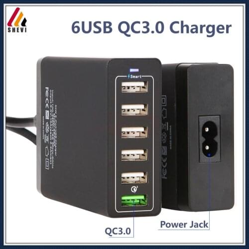 QC3.0 Fast charge 6 Port Multiple USB Charger Charging 50W multi Port 6 usb Smart Quick Charge 6 port charger for phones charge