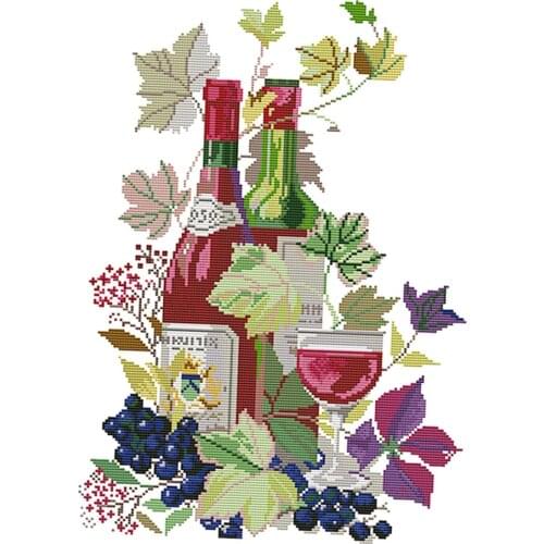 1 Set Stamped Cross Stitch Kits 11CT Needlework Kits-Life & Wine