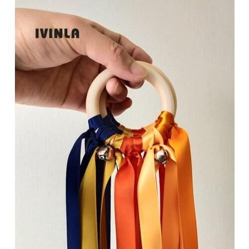 20pcs orange ribbon Wooden ribbon Ring Waldorf ribbon Hand Kite Toy
