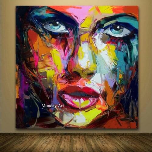 Large Size Hand Painted Abstract Figure Oil Painting On Canvas Woman Face Wall Pictures For Living Room Bedroom Home Decor
