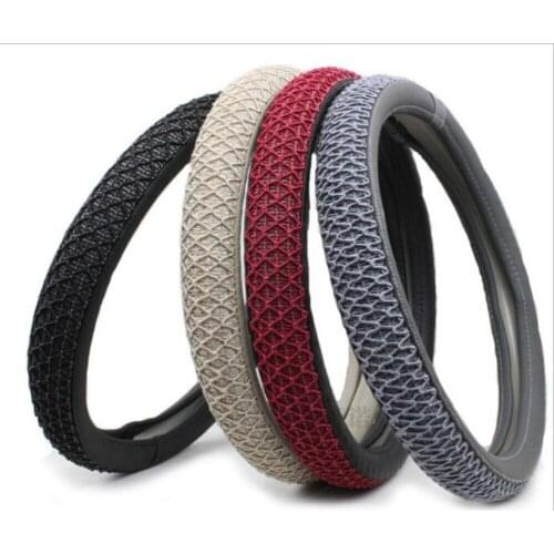 Steering Wheel Car Cover Ice Silk DIY Car Styling Summer Wheel Cover Black Beige Grey Color Auto Decoration Steering Wheel Cover