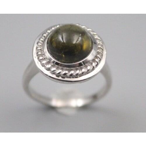 Pure 925 Sterling Silver Ring Width 15mm Tourmaline Beads For Woman US size 6-10
