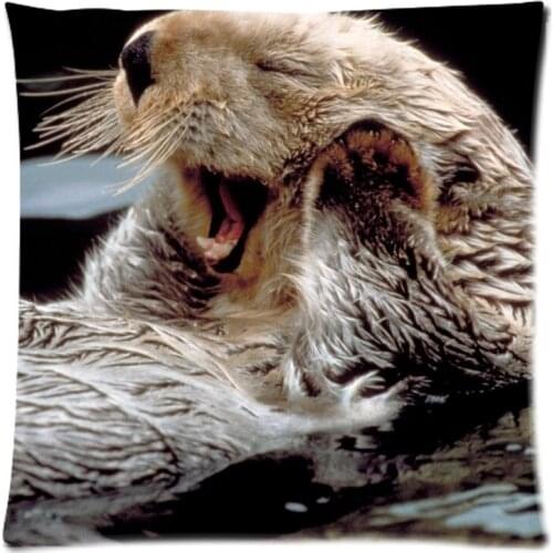 Sea Otter Decorative Cushion Cover Sofa Car Chair Home Decor Cotton Linen Throw Pillow Case Almofadas 45X45CM