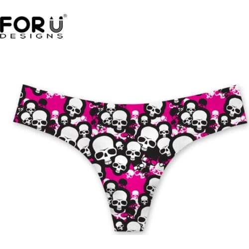 FORUDESIGNS 3D Skull Pattern Womens Sexy G-string Thong Girls Panties Cute Woman Briefs Underwear Elastic Seamless Underpants