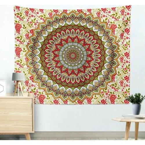 Rose Red Berry Mandala Flower Tapestry for Livingroom Photography Wall Decor