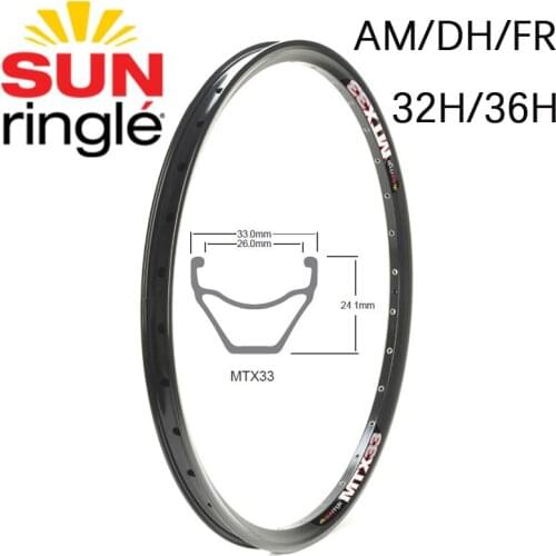 Sun Ring Mtx33 26inch 27.5inch Rim High Strength Rim MTB Mountain Bike DH Fr Am Rim 32/36 Holes Hoops 33mm Wide, Depth 24.1mm