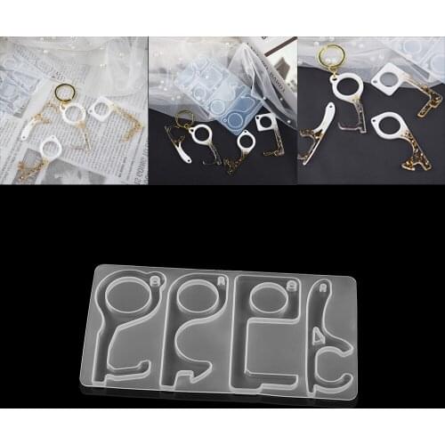 Crystal Keychain Epoxy Resin Molds Keychain Press Elevator Door Opener For DIY Resin Epoxy Casting Mold Silicone Jewelry Making