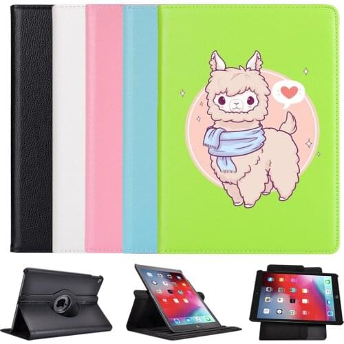 Ipad2 3 4 360° Rotating Leather Stand Case Cute Alpaca Tablet Cover Protective For 2020iPad Pro 11 12.9 10.5 7.9 inch Mini 1 2 3