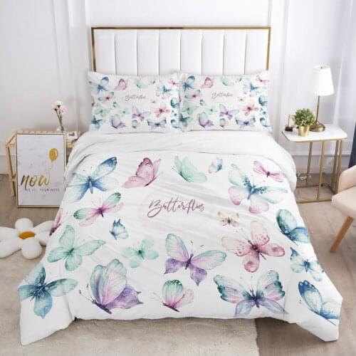 Butterfly bedding set Queen King Full Double Duvet cover set pillow case Bed linens Quilt cover 240x220 200x200 white
