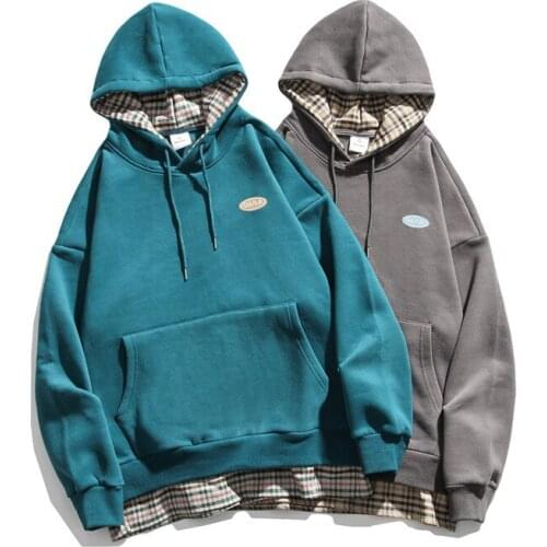 2020 New Hip-hop High Street Retro Plaid Stitching Hooded Fashion Casual Two-piece Couple Jacket for Men and Women