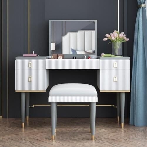 120cm Nordic Light Luxury Dressing Table Bedroom Solid Wood Modern Dressing Table Flap To Receive Multi-functional