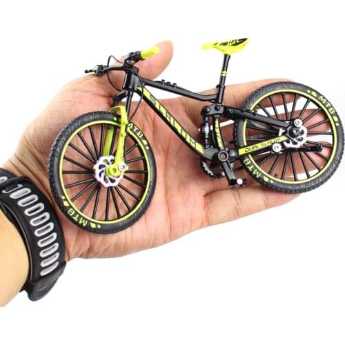 HGRC 1:10 Mini Model Alloy Bicycle Die Cast Bend Racing Finger Mountain Bike Simulation Collection Adult Gifts Toys for children