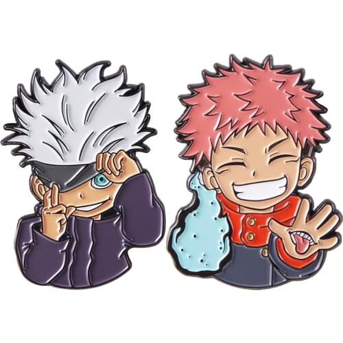 Cartoon Jujutsu Kaisen Cute Brooch Anime Gojo Satoru Itadori Yuji Figure Enamel Brooches Lapel Pins For Friend Collection Gift